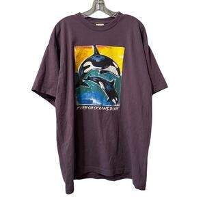 Alore Unisex XL T‎ Shirt Purple Keep Our Oceans Blue Vintage 1995 Single Stitch